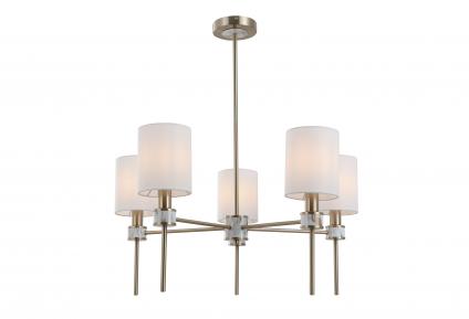 Люстра 15726/5 TJ+WTG латунь/белый абажур 5x40W E14 d680 h720, STR24